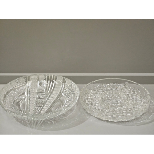 70 - Cut Glass 5 Sectioned Serving Dish & 1 Other