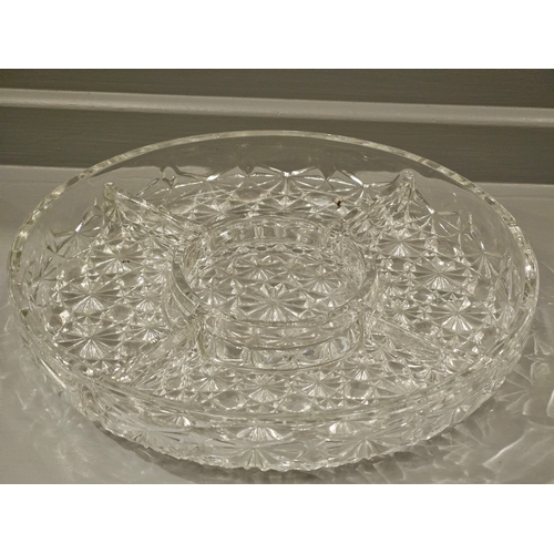 70 - Cut Glass 5 Sectioned Serving Dish & 1 Other