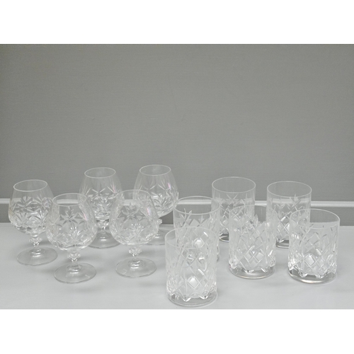 82 - 5 Cut Glass Brandy Glasses & 6 Cut Glass Whisky Tumblers