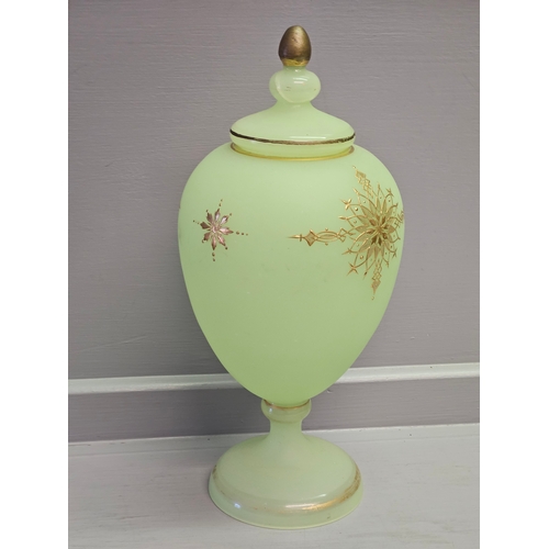 85 - Opaline Style Gilt Decorated Lidded Urn Vase H30cm