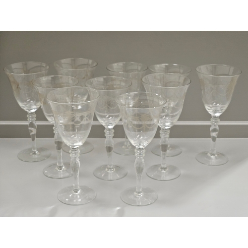 91 - A Suite Of 17 Etched Wine Glasses