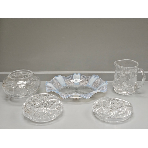 92 - 2 Cut Glass Fruit Bowls, Decanter, Jug, Vases Etc