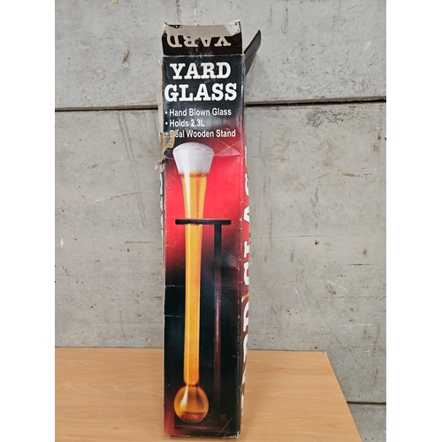 95 - Hand Blown Yard Glass With Stand In Original Box