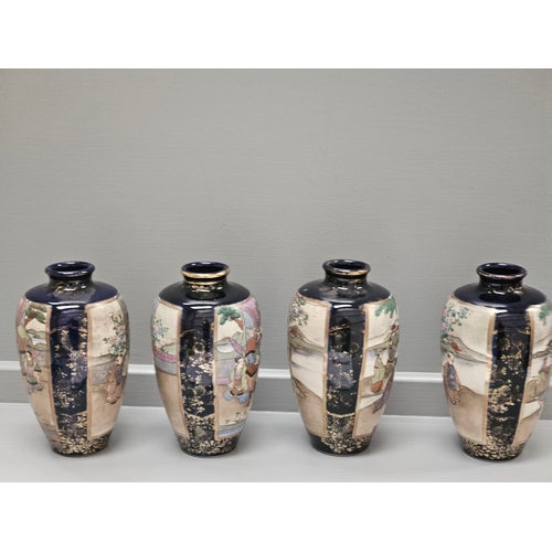 98 - 4 Early Oriental Satsuma Style Vases H19cm