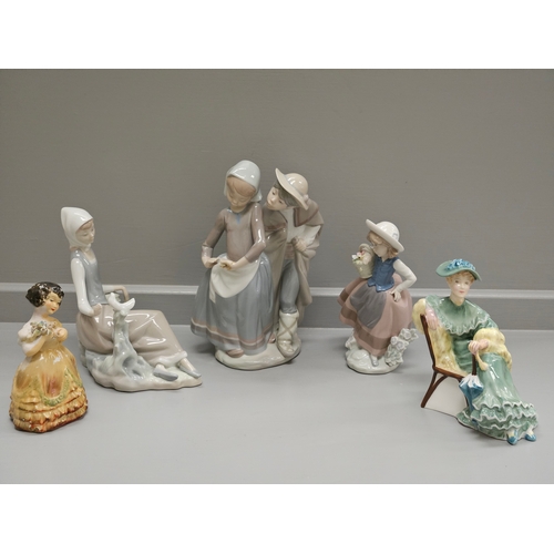 118 - 3 Lladro Figures, Royal Doulton 'Ascot' Figure, Wade Betty Figure (A/F)