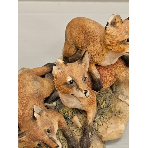 121 - Border Fine Arts Fox Figure, Leonardo Fisherman Figure & Labrador Dog & Pups Figure