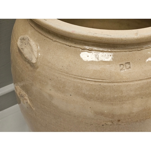 126 - Glazed Ironstone Pot H27cm (1 Handle Missing)