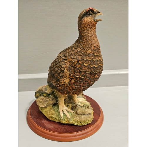 136 - Border Fine Arts 'Red Grouse' A1279 By Russell Willis On Wood Base H27cm