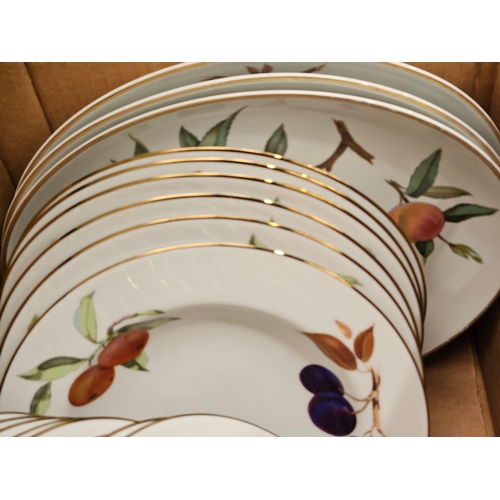 214 - 28 Pcs Royal Worcester Evesham Plates, Soup Bowls & Serving Dish