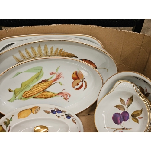 215 - Royal Worcester Evesham Casserole Dishes, Dessert Bowls, Gravy Boat, Salt & Pepper Etc