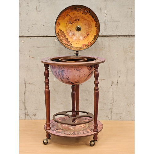 264 - Reproduction Mahogany Globe Bar H89cm