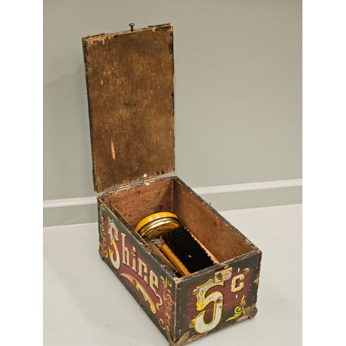 275 - Hand Painted Metal Bound Shoe Shine Box