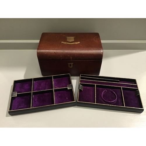 290 - Leather Covered Jewellery Box With Key