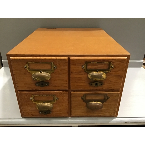 294 - Oak Double Index Drawer H24 x W34 x D42