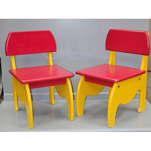 326 - 2 Wooden Red & Yellow Child's Chairs