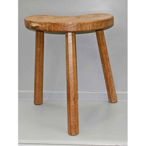 347 - Mouseman 3 Legged Stool H45cm