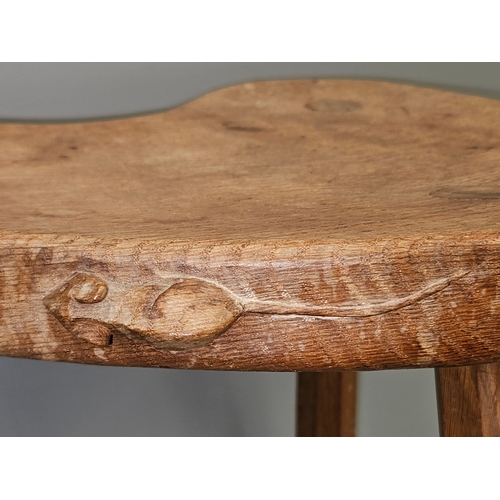 347 - Mouseman 3 Legged Stool H45cm