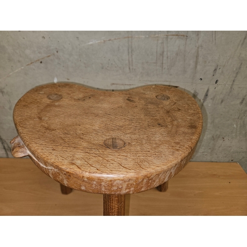 347 - Mouseman 3 Legged Stool H45cm