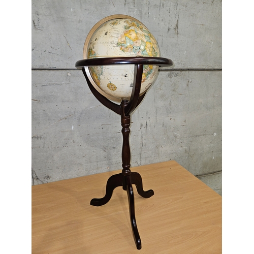 349 - Large Mahogany Standing Globe H95cm