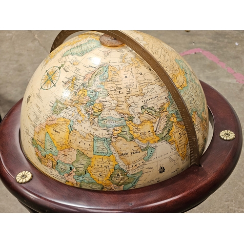 349 - Large Mahogany Standing Globe H95cm