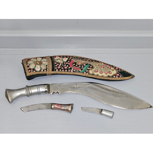 356 - A Kukri Style Indian Knife In Jewelled Sheath