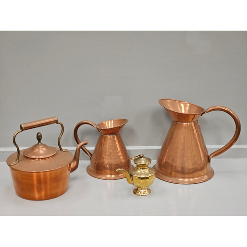 360 - 2 Copper Jugs, Copper Kettle Etc