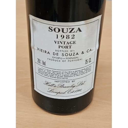 363 - 4 Bottles Of Souza Vintage Port (1 Opened), Brown Glazed Jug Etc