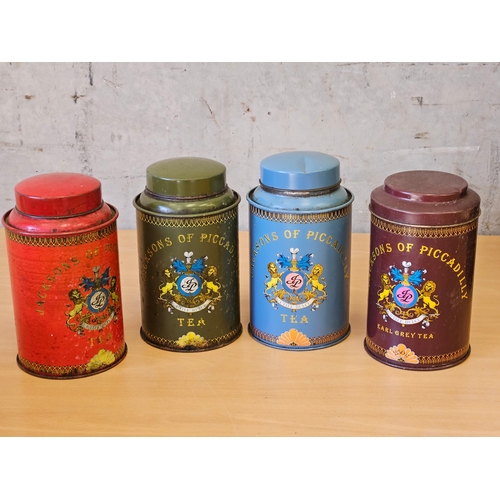 383 - Large Thermos Flask & 4 Jacksons Of Piccadilly Tea Canisters