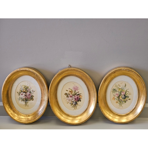 391 - 10 Assorted Floral, Still Life Prints Etc In Miniature Gilt & Brass Frames