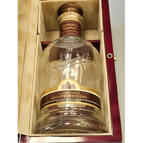 394 - Dewar's Signature Blended Scotch Whisky Empty Bottle In Polished Wood Presentation Box & Maitland-Sm... 