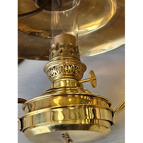 412 - A Pair Of Brass Oil Lamp Style Electric Lights, Assorted Cutlery Etc