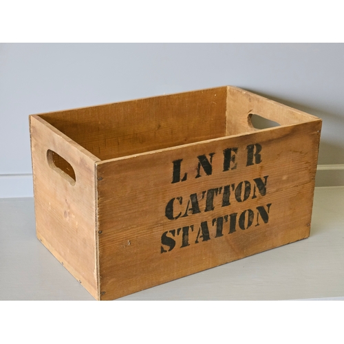 419 - LNER Catton Station Wooden Box H22cm W41cm D25cm