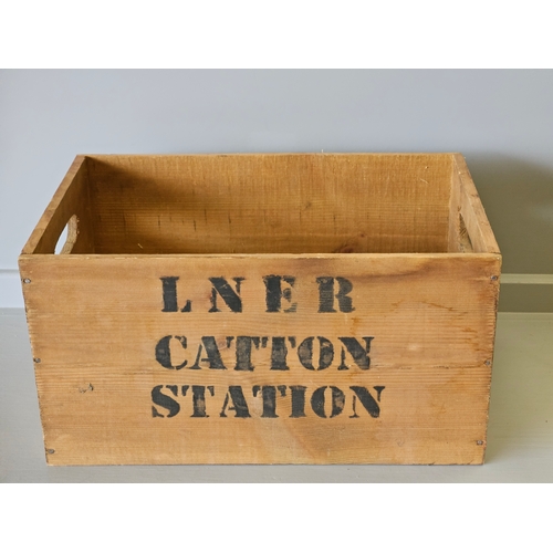 419 - LNER Catton Station Wooden Box H22cm W41cm D25cm