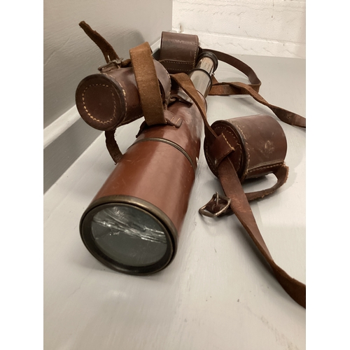 433 - Dolland London Signalling Telescope In Leather Case (Glass Broken)