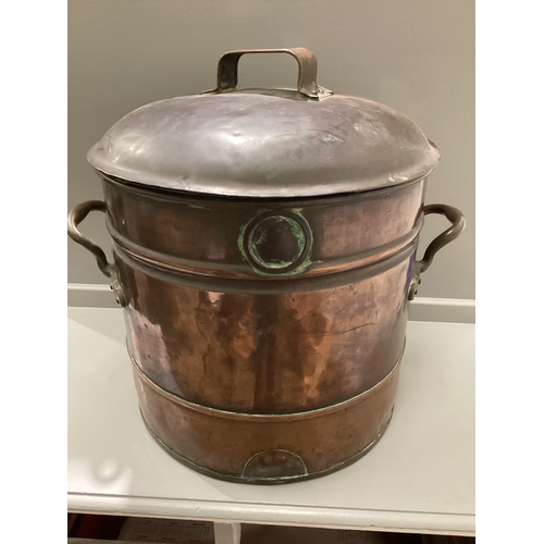 434 - Large Copper 2 Handled Pan With Lid