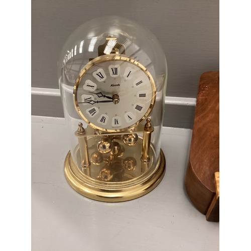 435 - Smiths Walnut Mantel Clock & German Glass Domed Mantel Clock