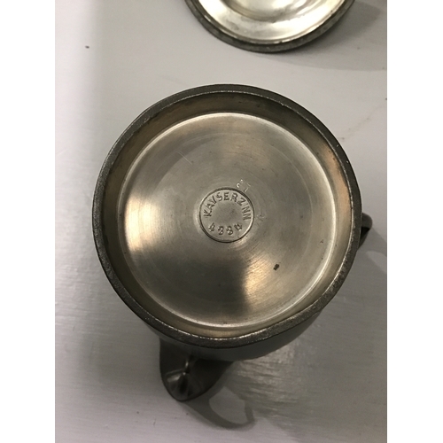 479 - Pewter Biscuit Jar & Plated Jug