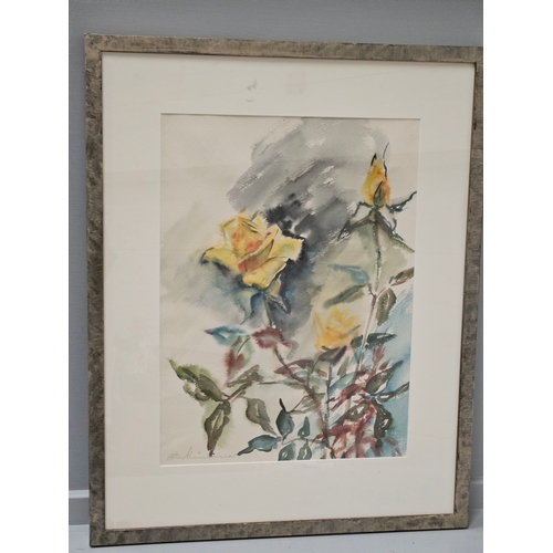 548 - 3 Watercolours & Prints - Flowers