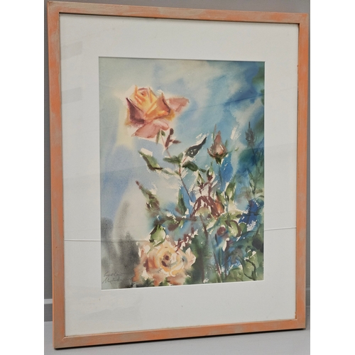 549 - Framed Signed Oil On Canvas - Flowers, 2 Signed Watercolour Floral Prints