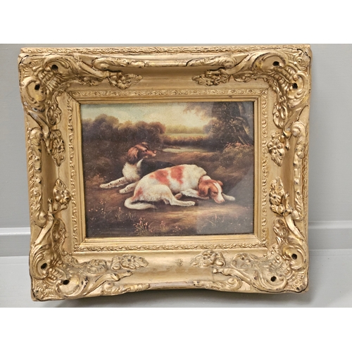 553 - Painting Of Dog In Heavy Gilt Frame