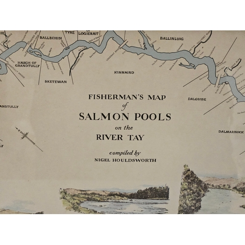 565 - Fisherman's Map Of Salmon Pools On Part Of The River Tay (30cm x 87cm)