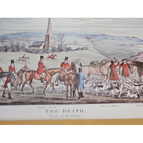 568 - 2 Framed Hunting Prints - 'The Death' View Of Kettleby & 'Full Cry' Whifsendine Pasture