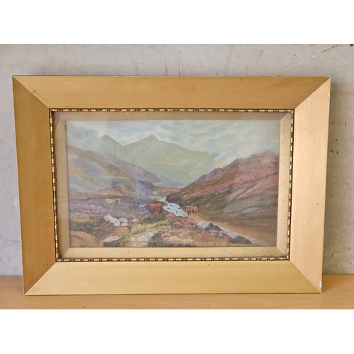 570 - Highland Cattle Scene Print In Gilt Frame