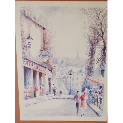 572 - 2 'French Street' Scene Prints & Horse Tile