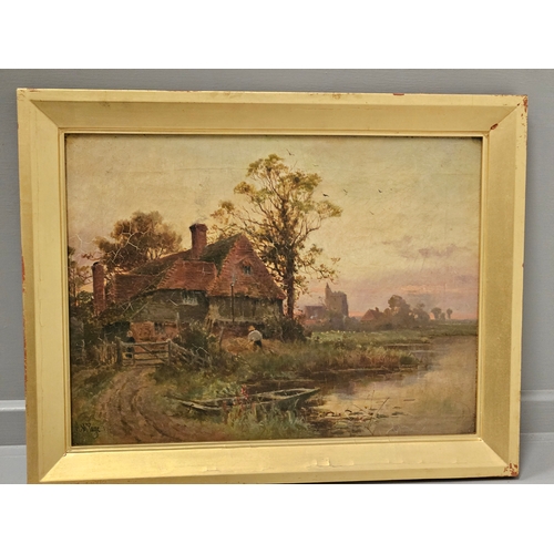 574 - A Signed Oil On Canvas By H M Page 1897 In Gilt Frame 47cm x 37cm