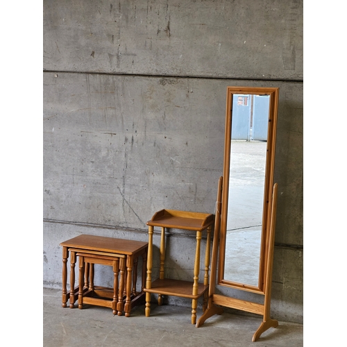 641 - Reproduction Nest Of 3 Tables, Occasional Table, Cheval Mirror