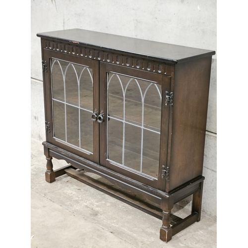 644 - Small Lead Glazed Oak Display Case H90cm W96cm D30cm