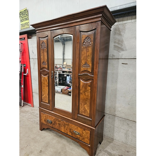 647 - Mahogany Walnut Wardrobe H204cm W134cm D52cm