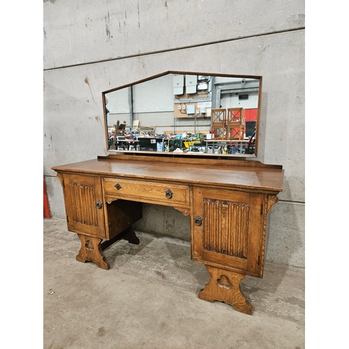 648 - Oak Dressing Table H133cm W147cm D48cm