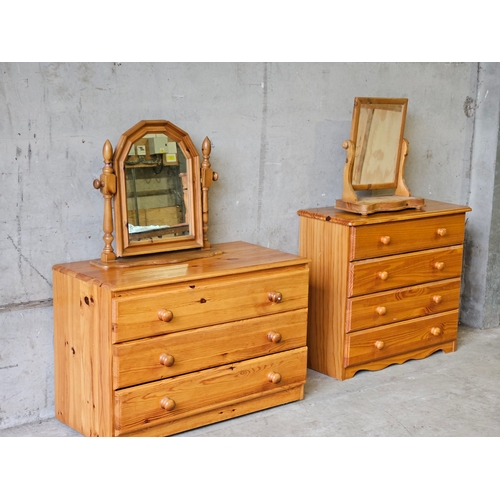 660 - 2 Pine Chest Of Drawers & 2 Pine Swing Mirrors